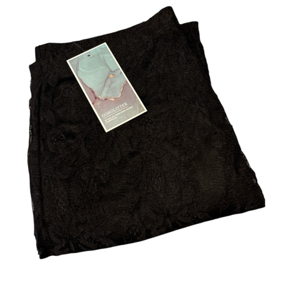 GORGLITTER Women's Lace Bell Bottom Pants /Mesh Flare Leg /High Waisted Sheer- L